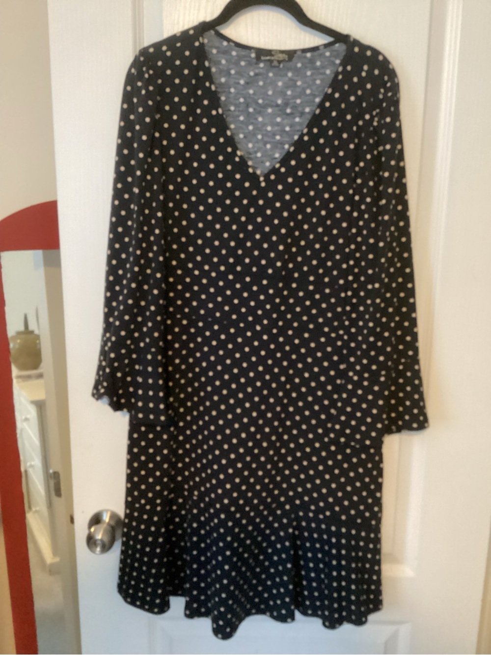 Suzanne Betro Black Dress with Cream Polka Dots